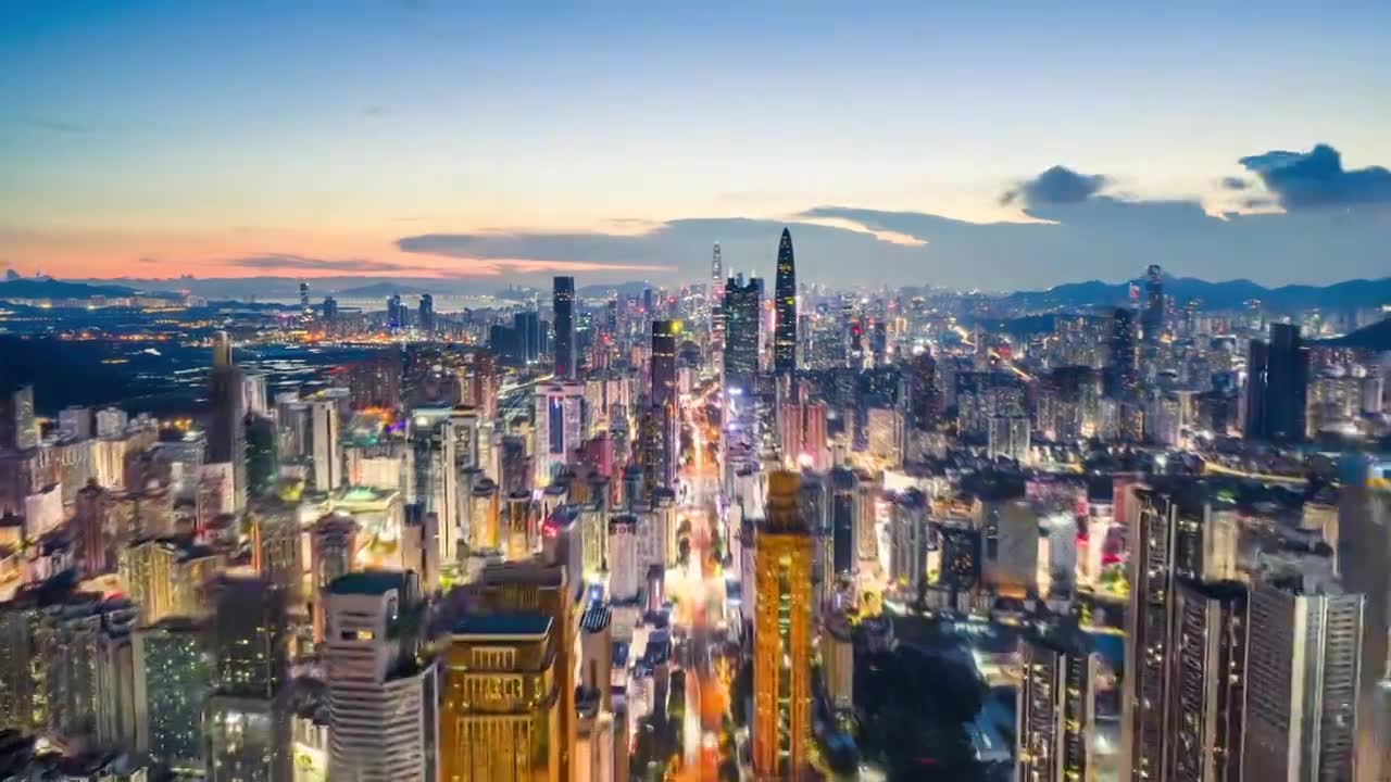 深圳城市夜景航拍延时视频素材画面1