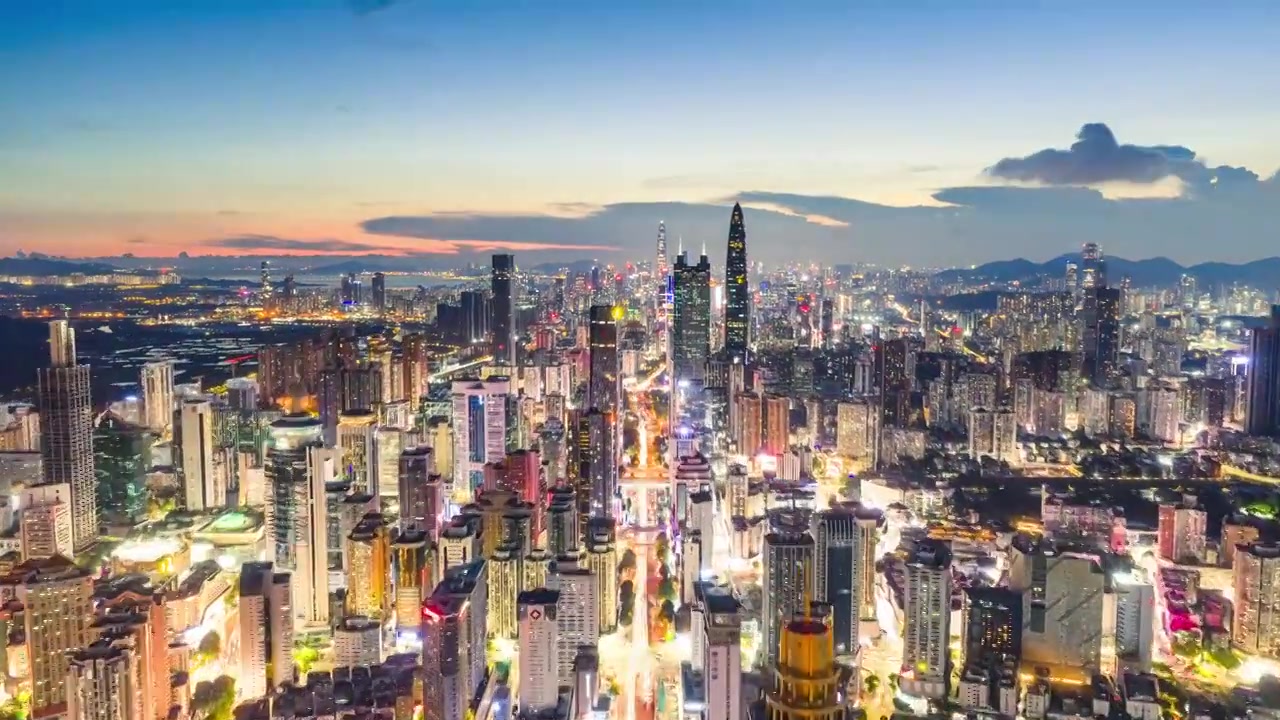 深圳城市夜景航拍延时视频素材画面3