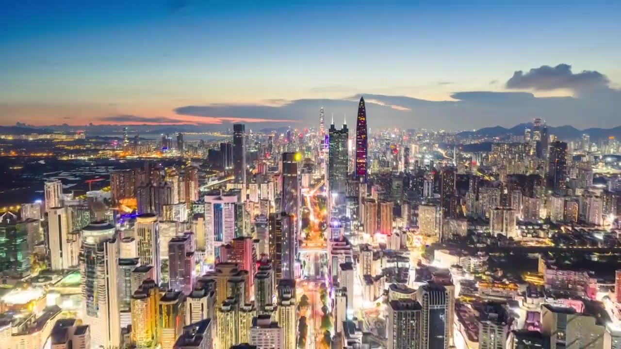 深圳城市夜景航拍延时视频素材画面4