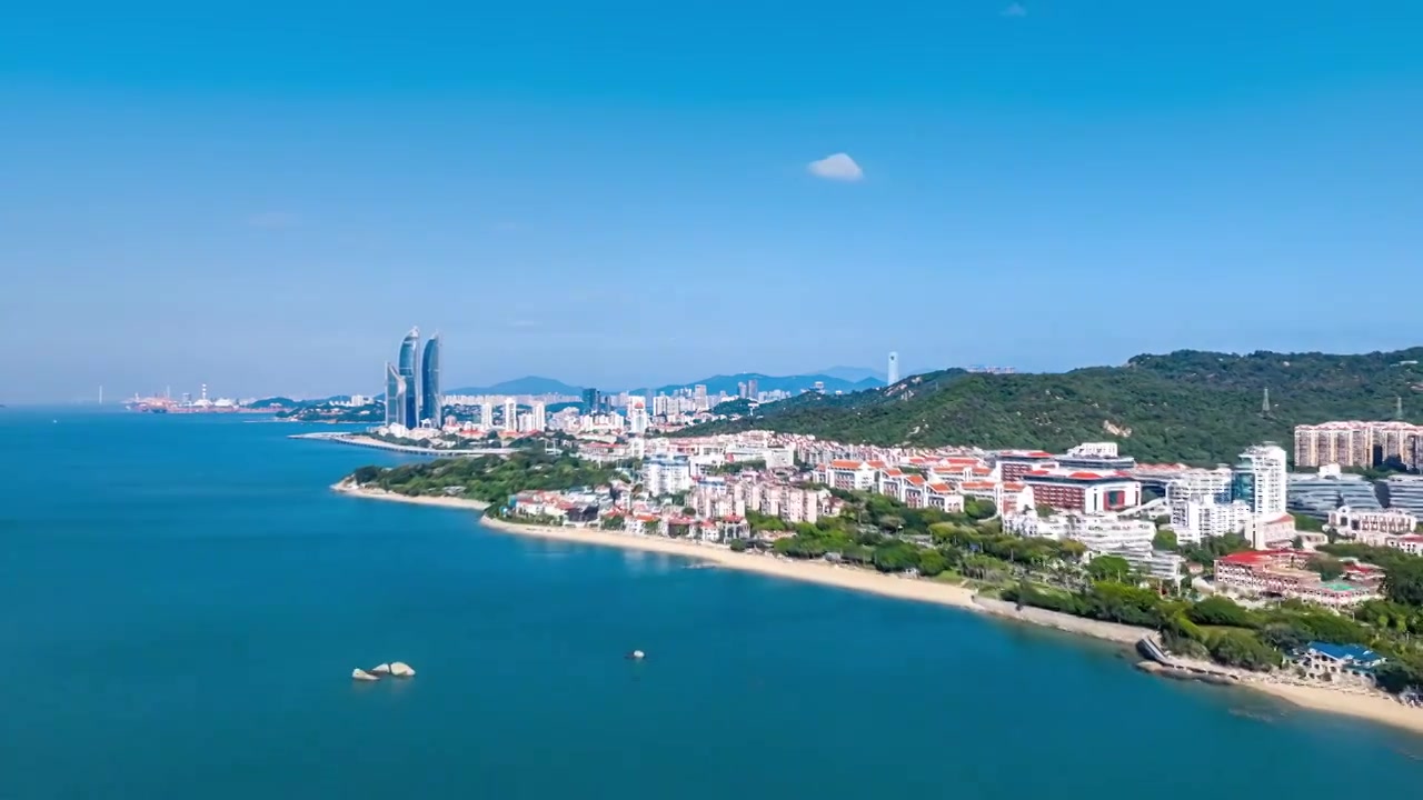 厦门城市航拍 厦门地标 厦门海岸线视频素材画面4