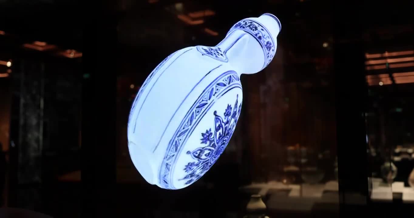 中国澳门美高梅博物馆文物AI技术全息互动视频素材画面1