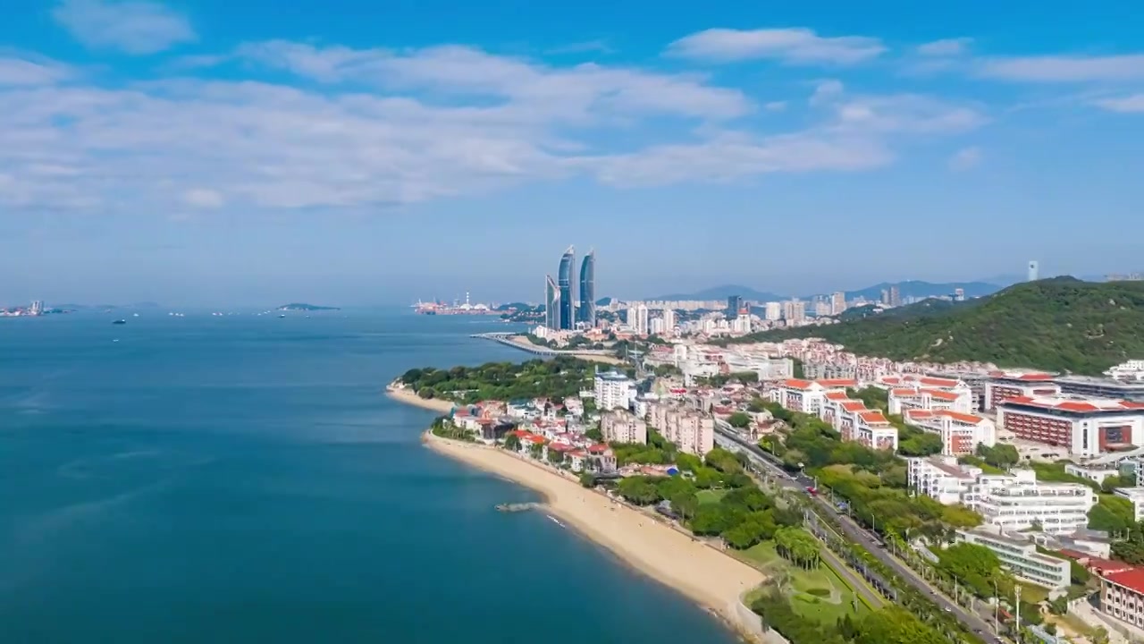 厦门城市航拍 厦门地标 厦门海岸线视频素材画面4