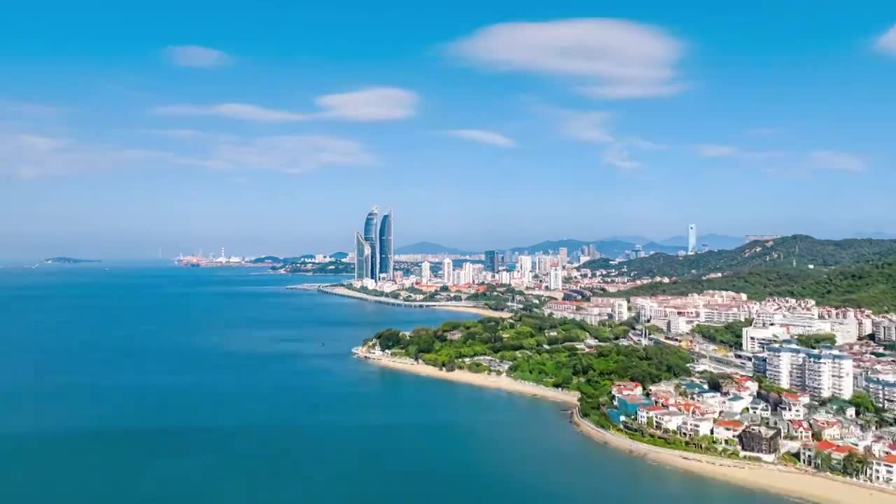 厦门城市航拍 厦门地标 厦门海岸线视频素材画面1