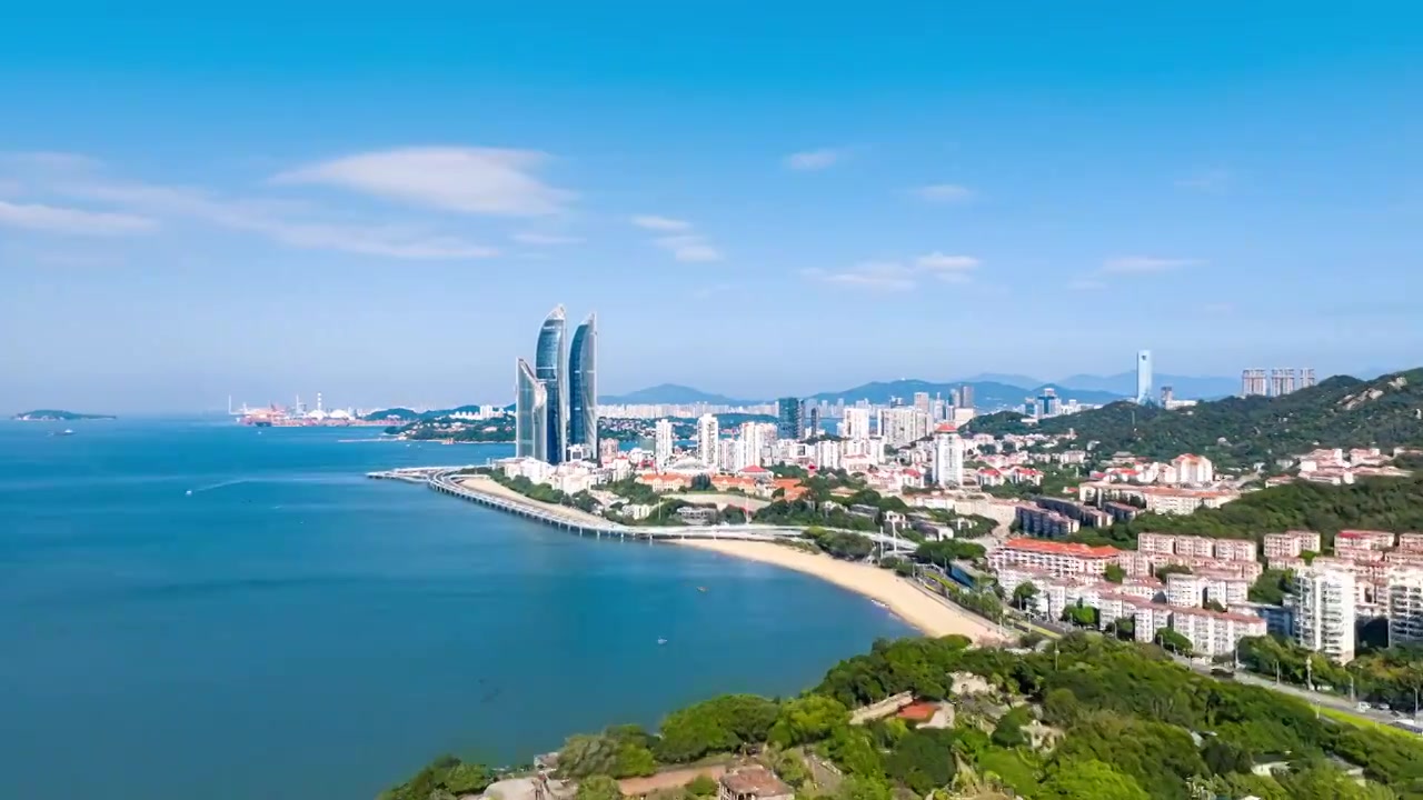 厦门城市航拍 厦门地标 厦门海岸线视频素材画面4
