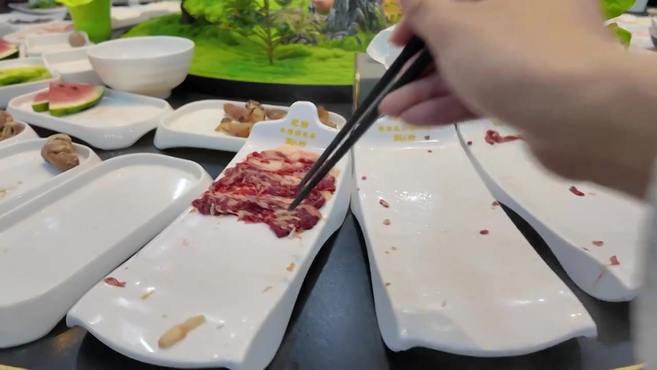 潮汕牛肉火锅 火锅食材 吃火锅 潮汕美食视频素材画面4