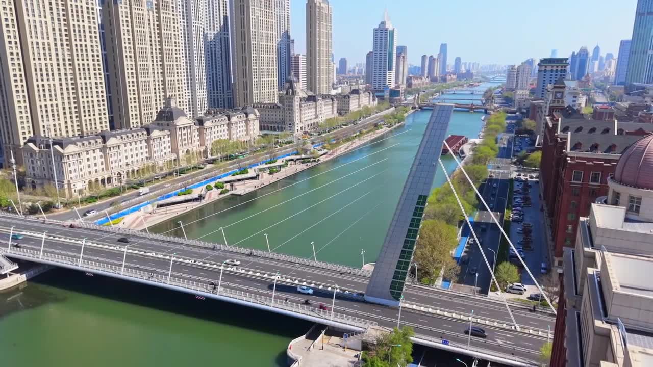 天津城市风光航拍视频素材画面1
