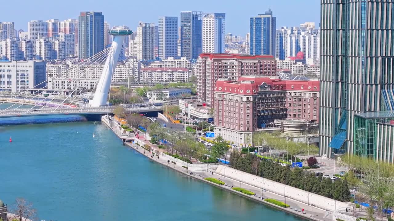 天津城市风光航拍视频素材画面1