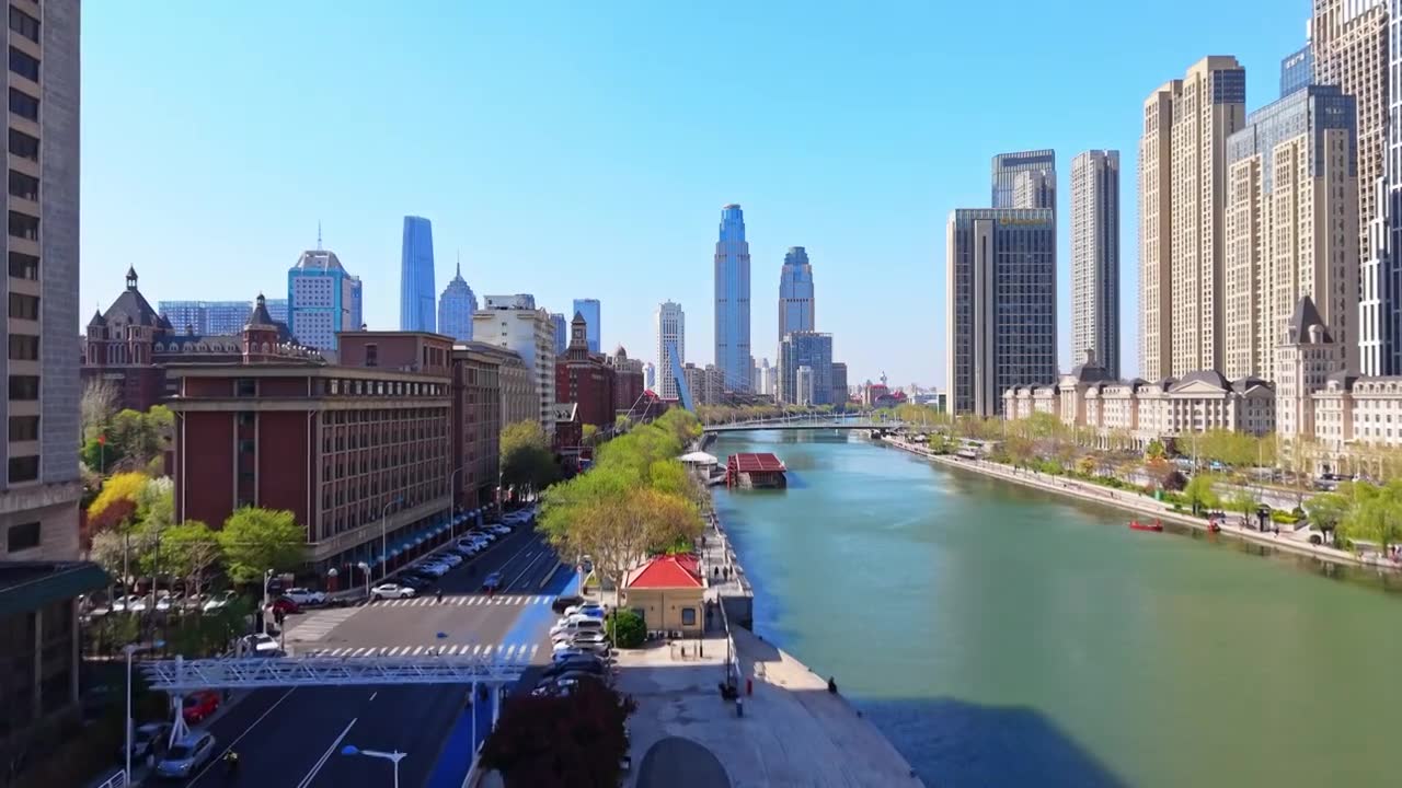 天津城市风光航拍视频素材画面1