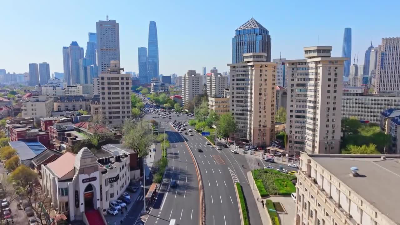 天津小白楼城市风光航拍视频素材画面1