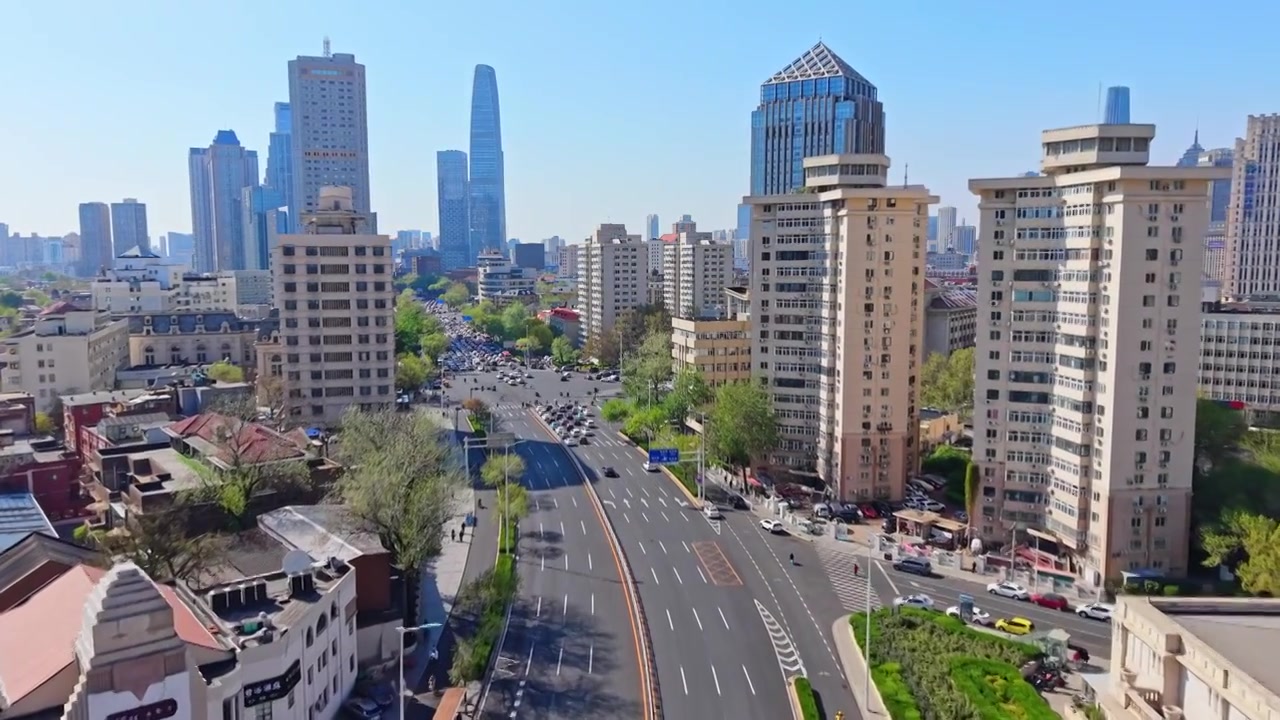 天津小白楼城市风光航拍视频素材画面3