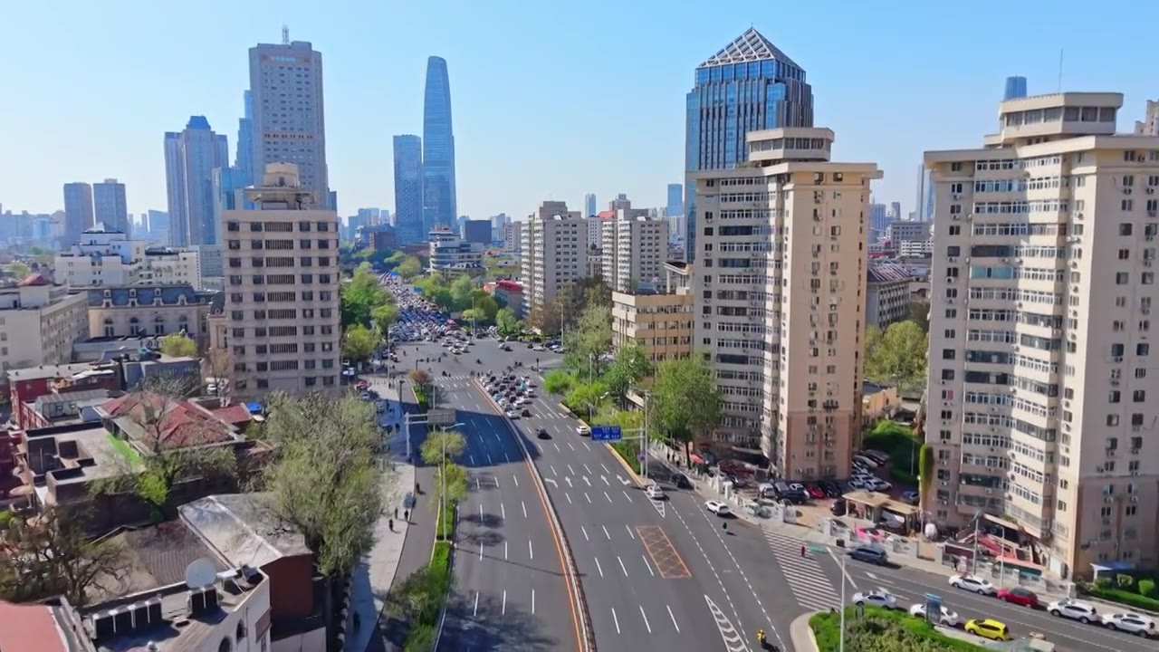 天津小白楼城市风光航拍视频素材画面4