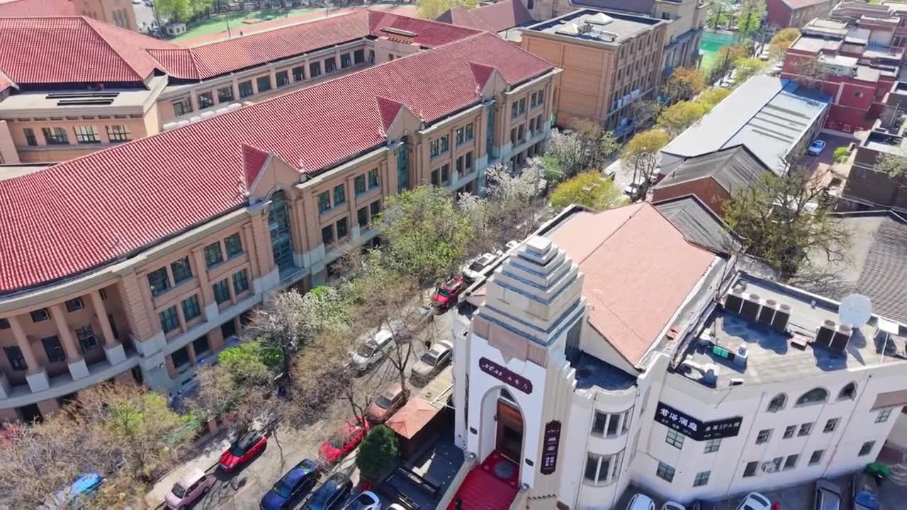 天津小白楼城市风光航拍视频素材画面1