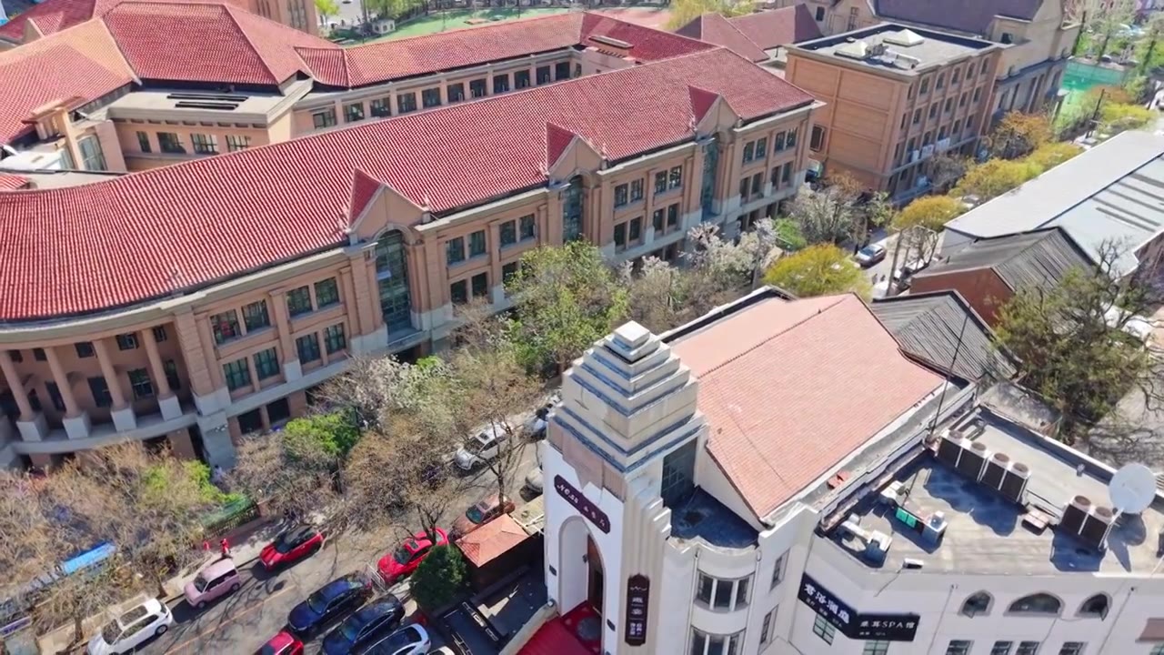 天津小白楼城市风光航拍视频素材画面3