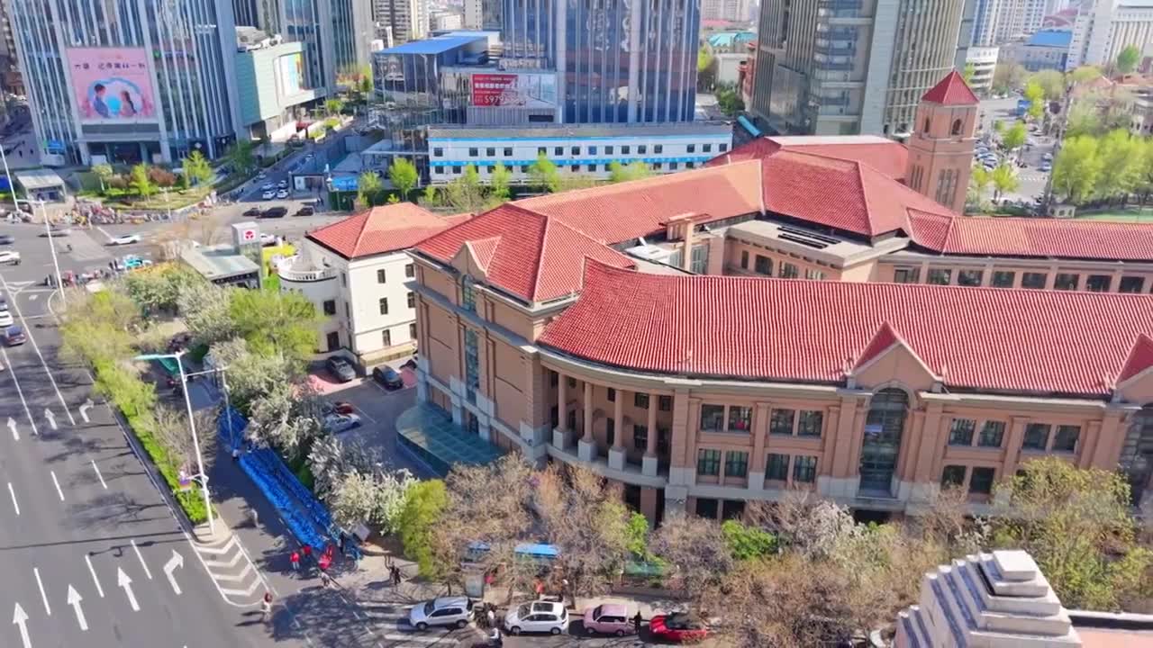 天津小白楼城市风光航拍视频素材画面1