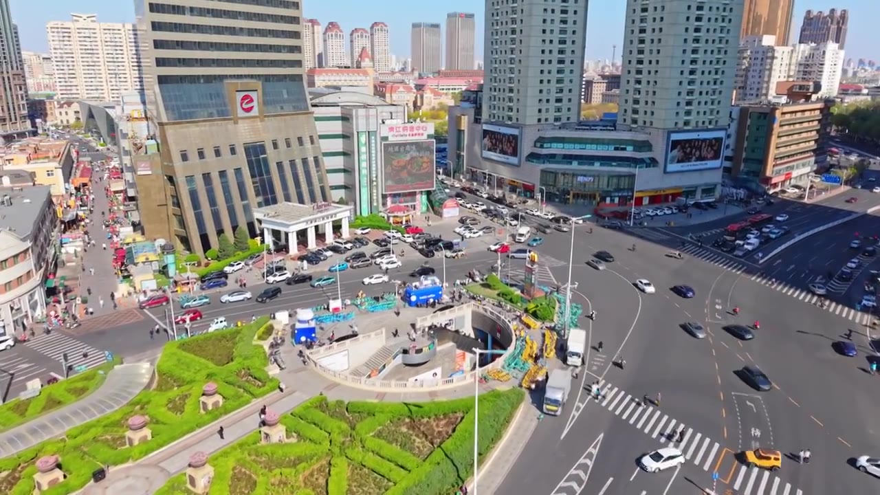 天津小白楼城市风光航拍视频素材画面3