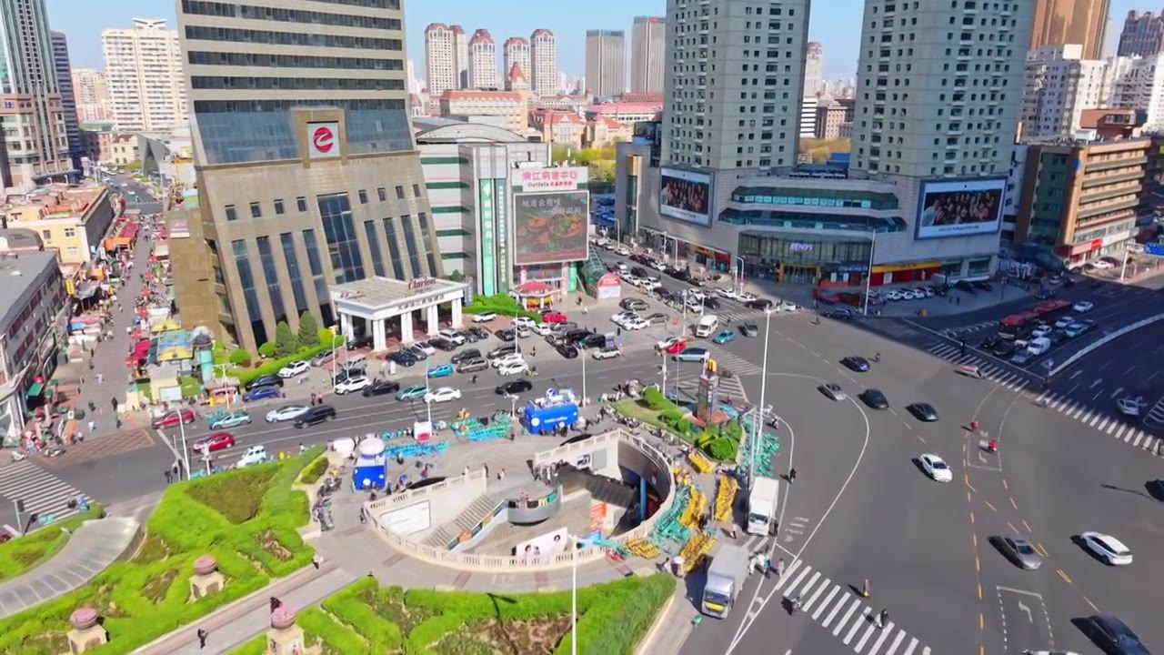 天津小白楼城市风光航拍视频素材画面4