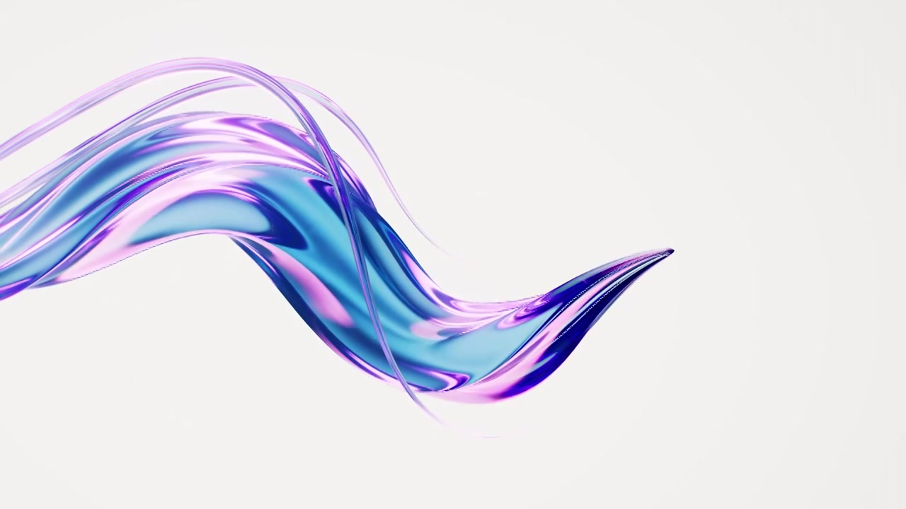 流动的紫色透明曲线背景三维渲染视频素材画面3
