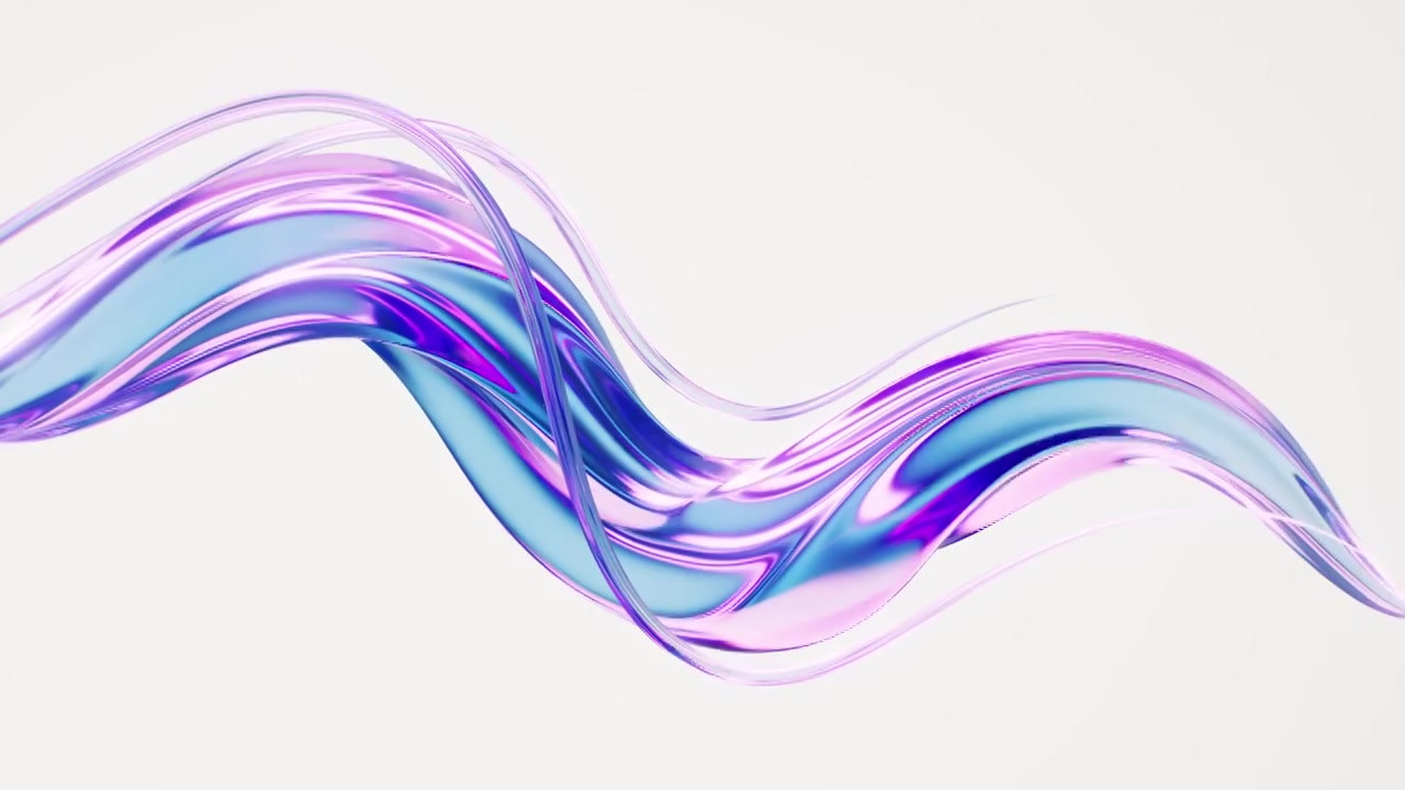 流动的紫色透明曲线背景三维渲染视频素材画面4