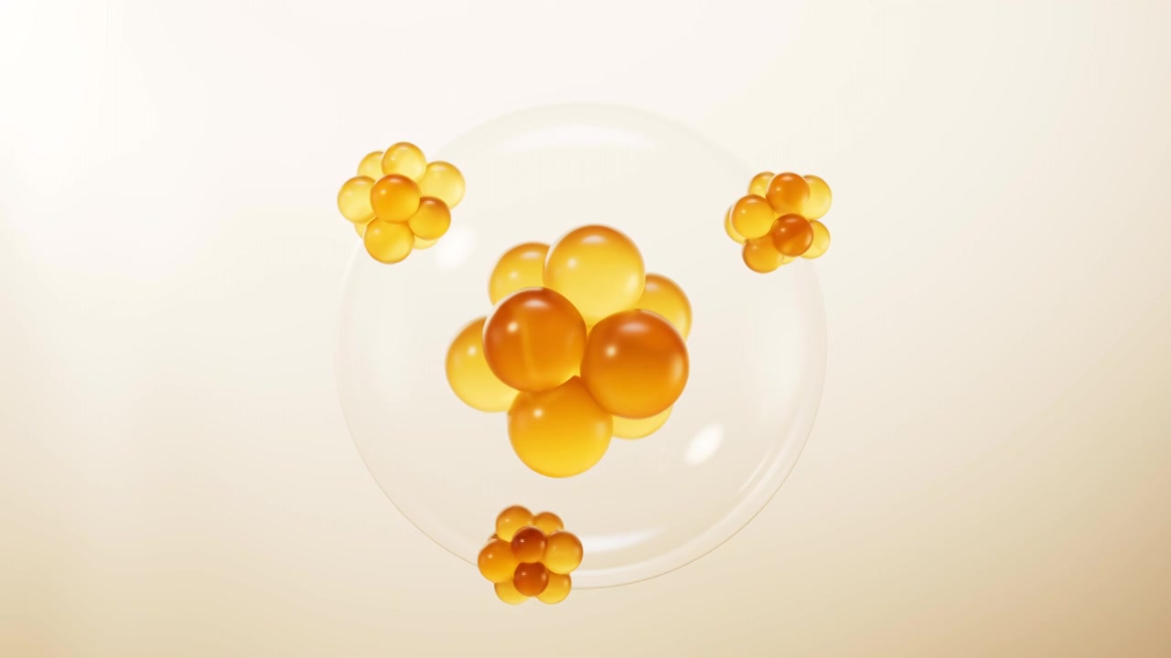 金色透明球体细胞三维渲染视频素材画面4