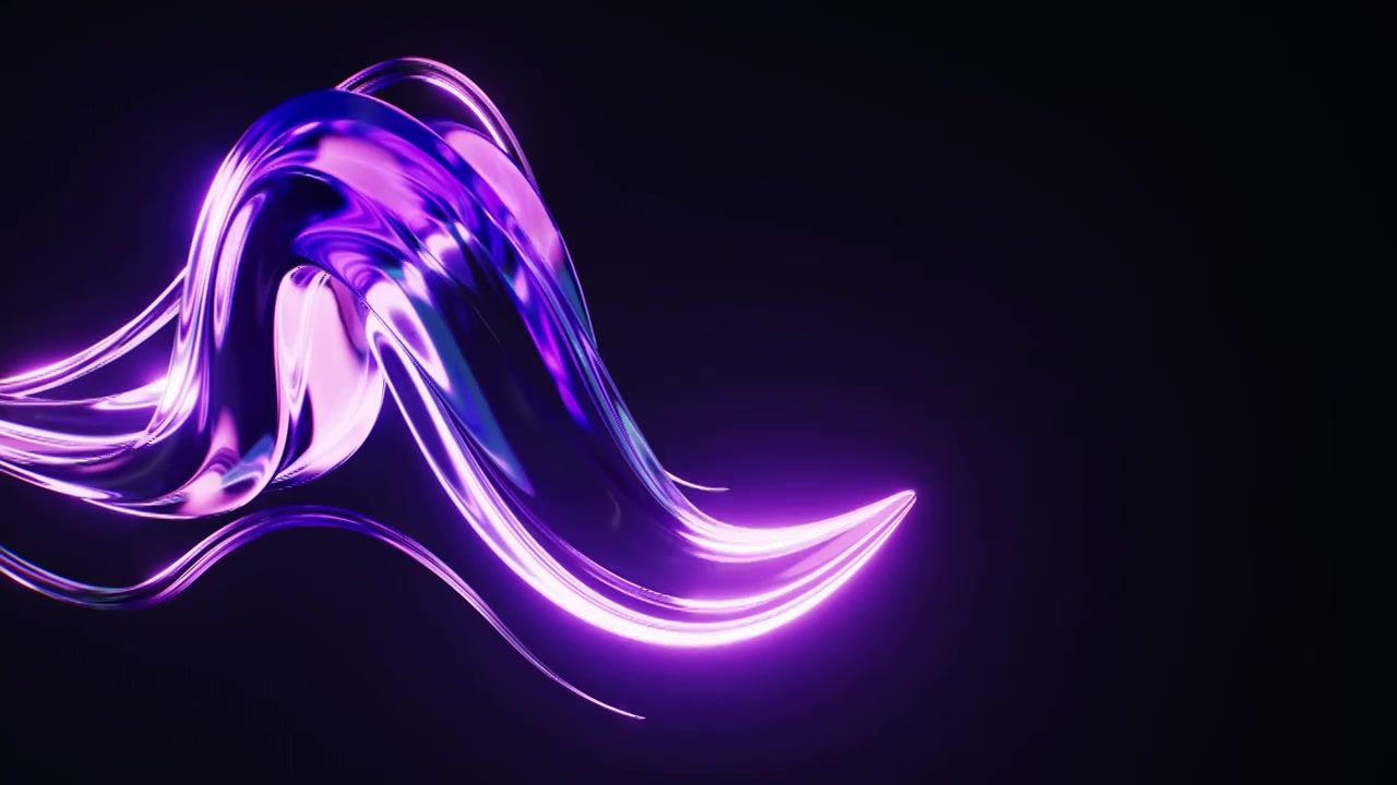 流动的霓虹透明发光曲线背景三维渲染视频素材画面3