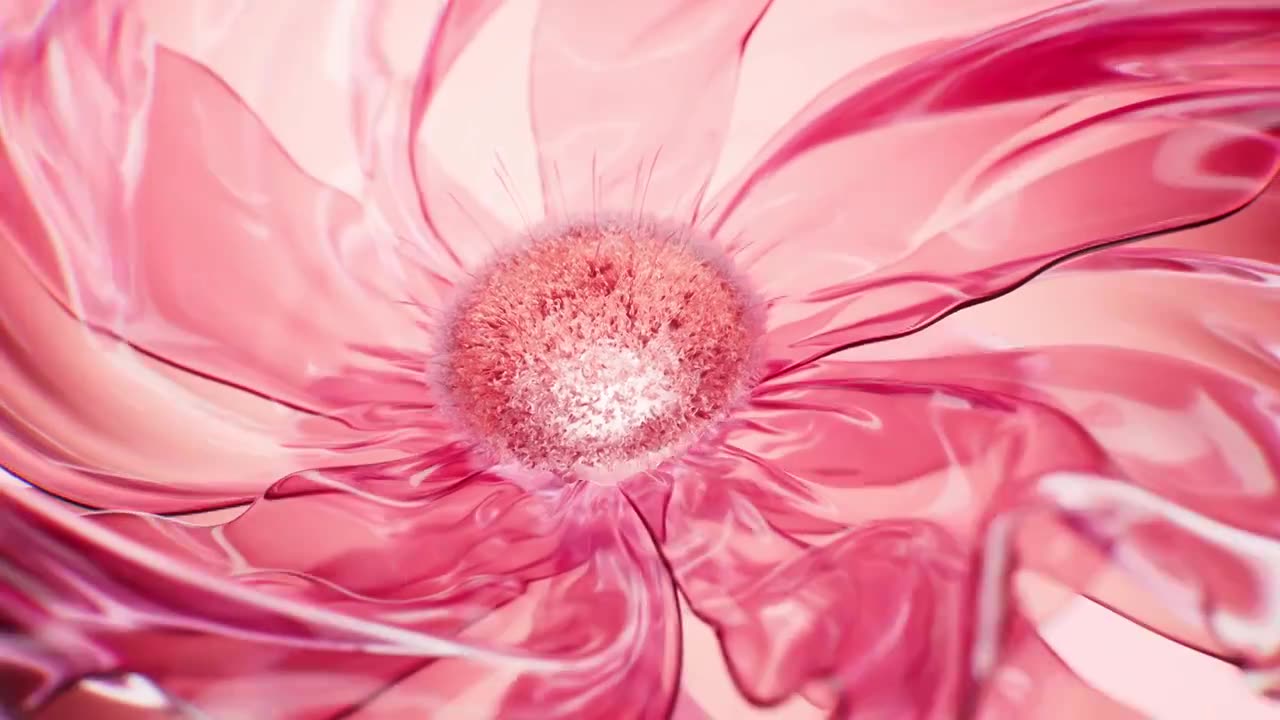透明绽放的花瓣三维渲染视频素材画面1