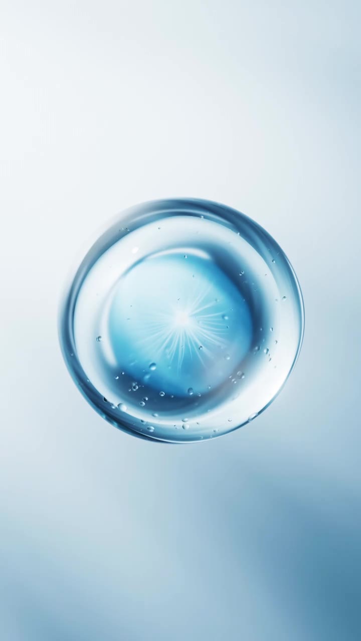 透明晶莹剔透的蓝色气泡三维渲染视频素材画面1