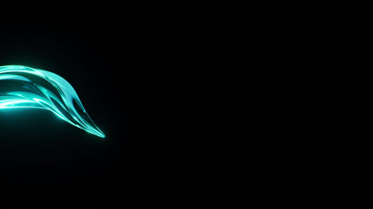流动的霓虹透明发光曲线背景三维渲染视频素材画面1