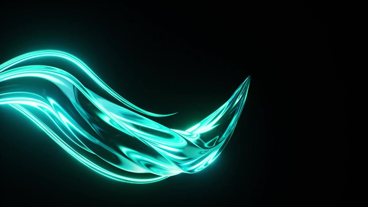 流动的霓虹透明发光曲线背景三维渲染视频素材画面3