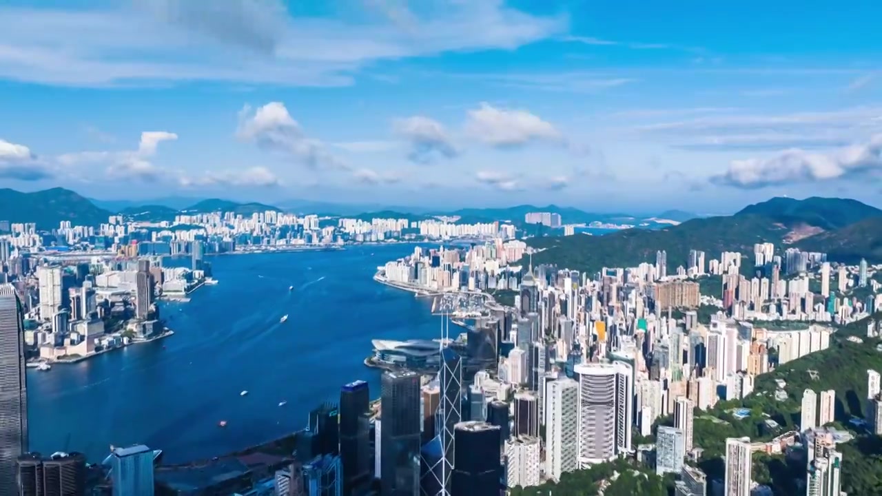 香港维多利亚港航拍延时视频素材画面3