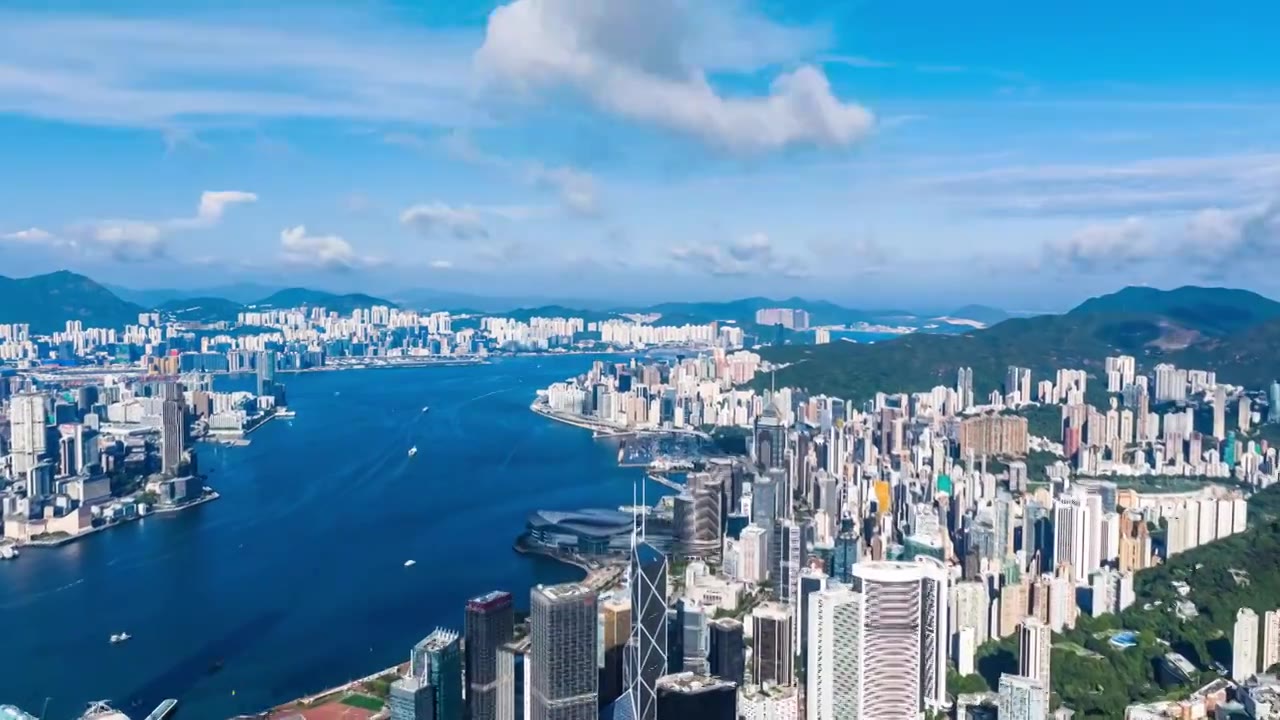 香港维多利亚港航拍延时视频素材画面4