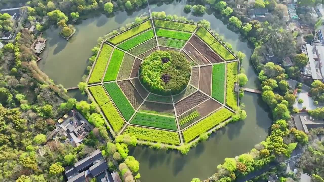 浙江省杭州市八卦田遗址公园视频素材画面1