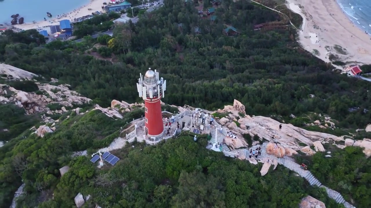 航拍福建莆田市湄洲岛妈祖文化旅游区鹅尾神石园风光视频素材画面3