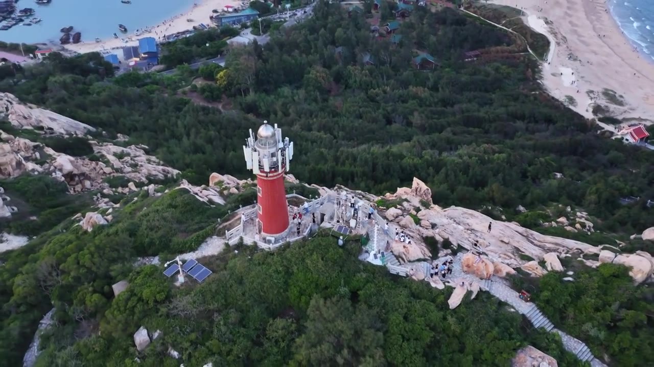 航拍福建莆田市湄洲岛妈祖文化旅游区鹅尾神石园风光视频素材画面4