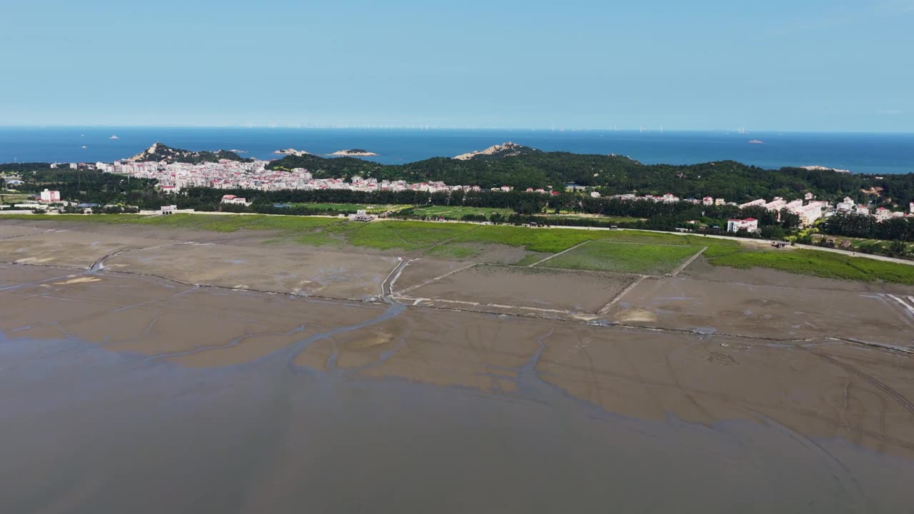 航拍莆田湄洲岛红树林湿地景观视频素材画面1