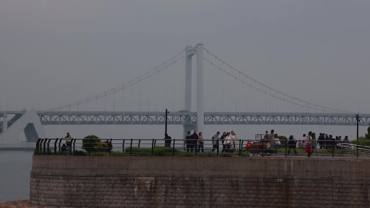 中国辽宁大连星海广场海岸一角风光视频素材画面1