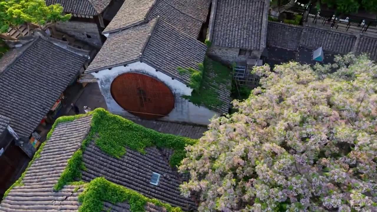 乌镇西栅航拍视频素材画面1