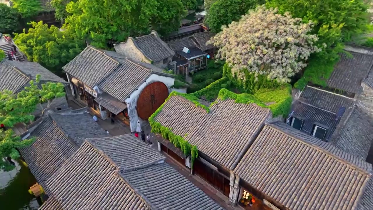 乌镇西栅航拍视频素材画面3