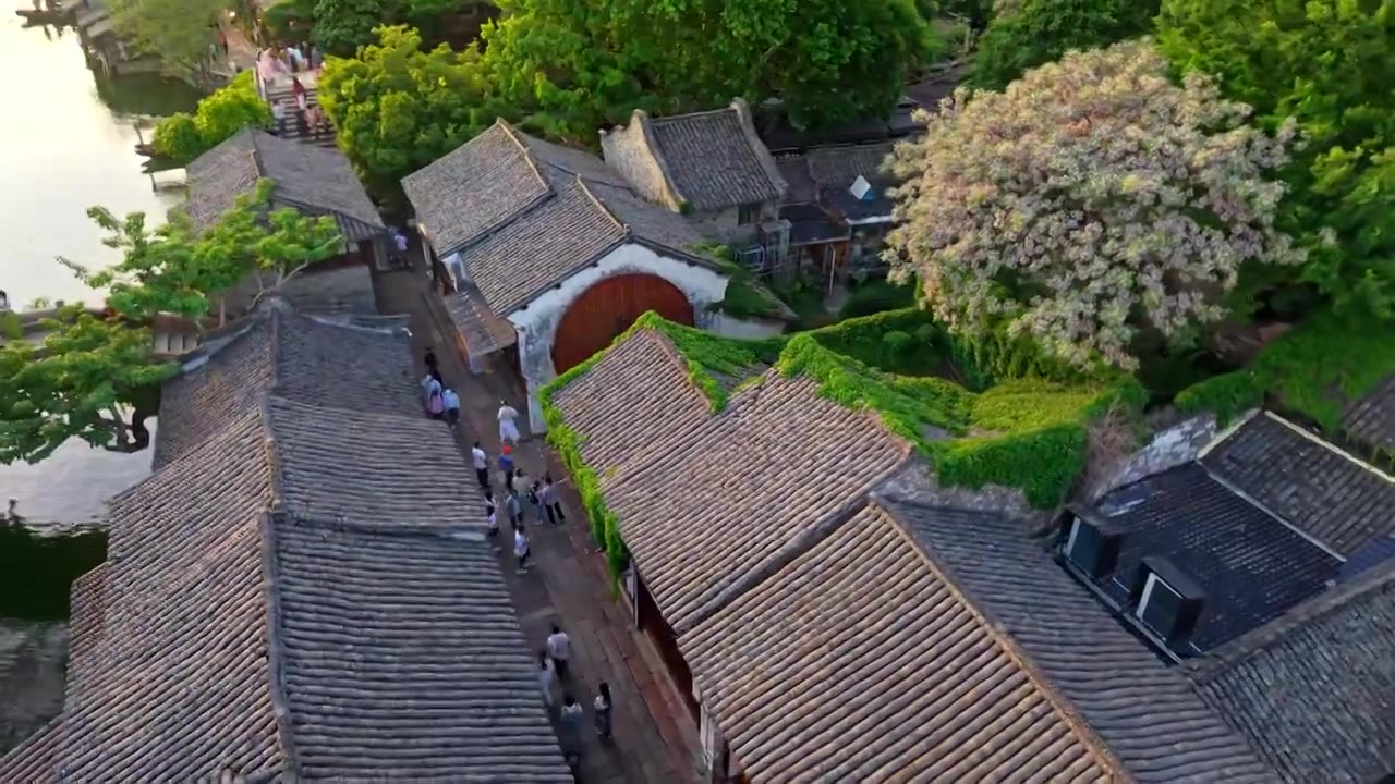 乌镇西栅航拍视频素材画面4