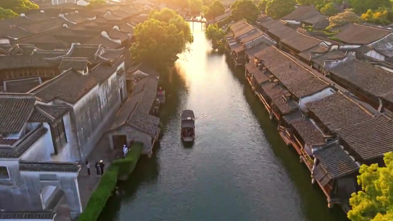 乌镇西栅航拍视频素材画面3