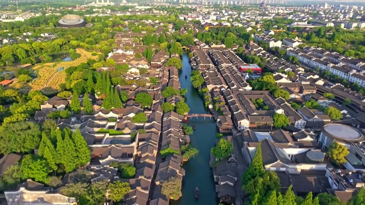 乌镇西栅航拍视频素材画面4