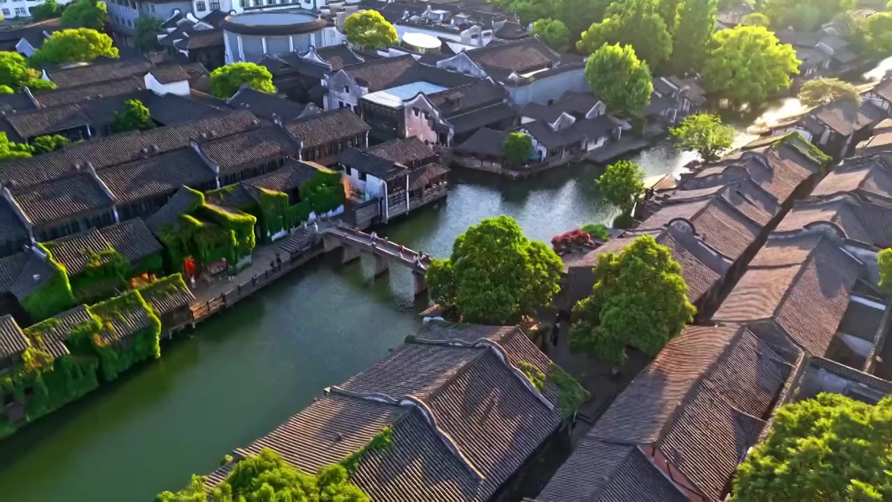 乌镇西栅航拍视频素材画面4