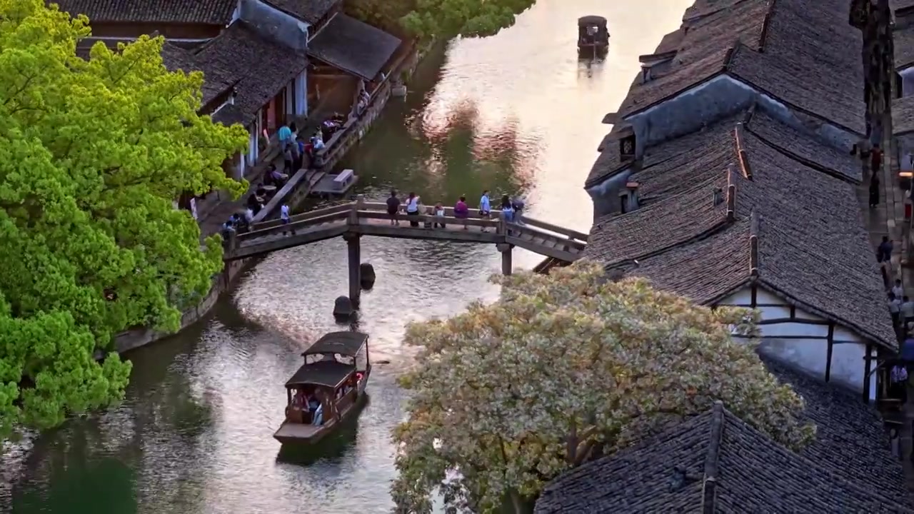 乌镇西栅航拍视频素材画面3