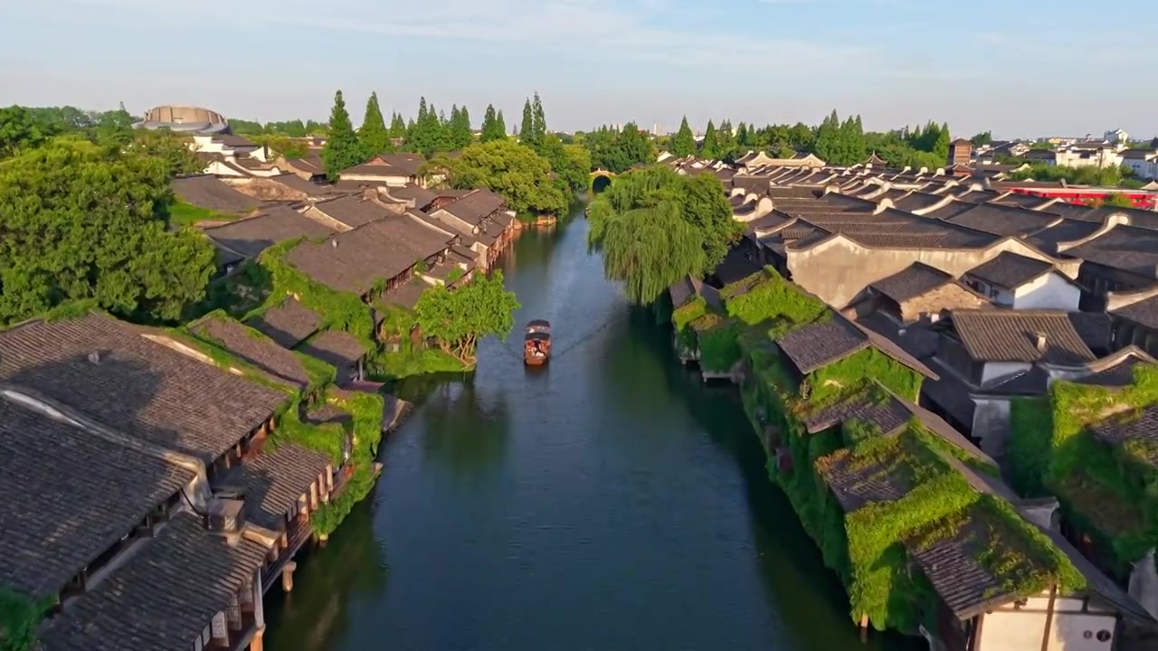 乌镇西栅航拍视频素材画面3