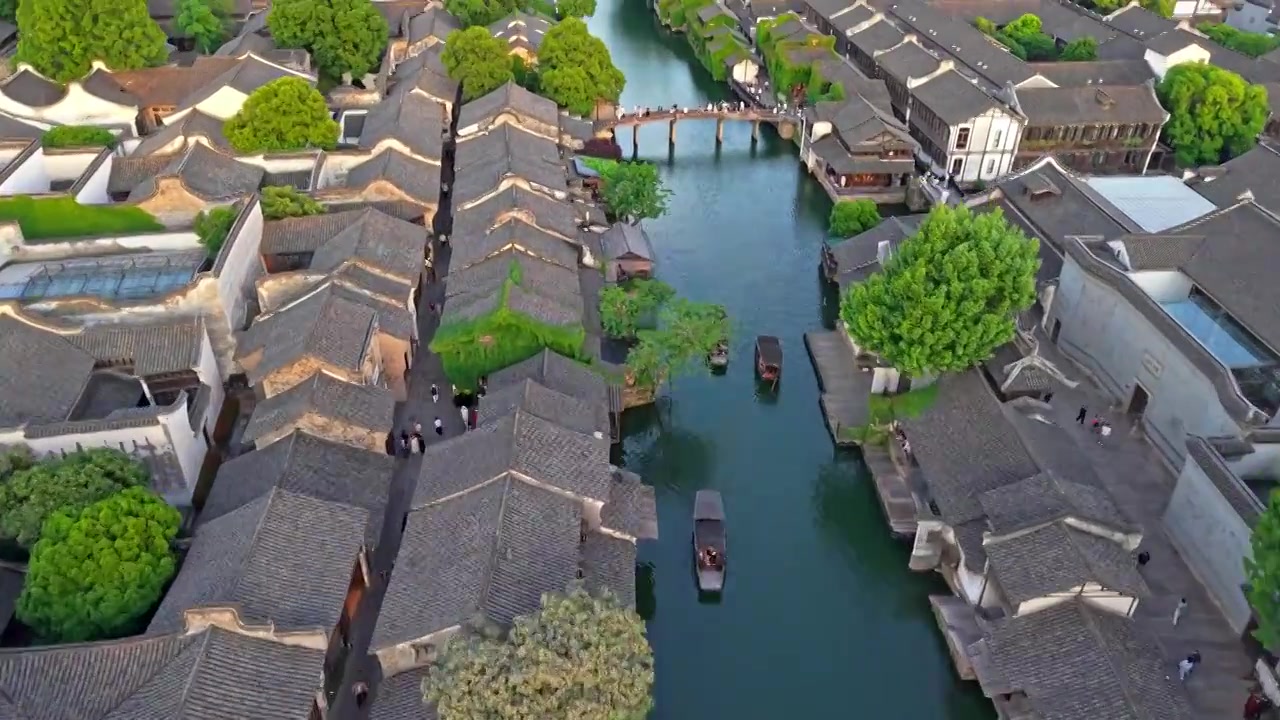 乌镇西栅航拍视频素材画面3