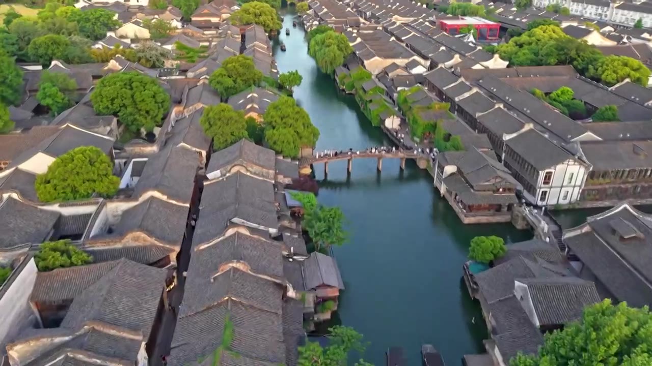 乌镇西栅航拍视频素材画面4