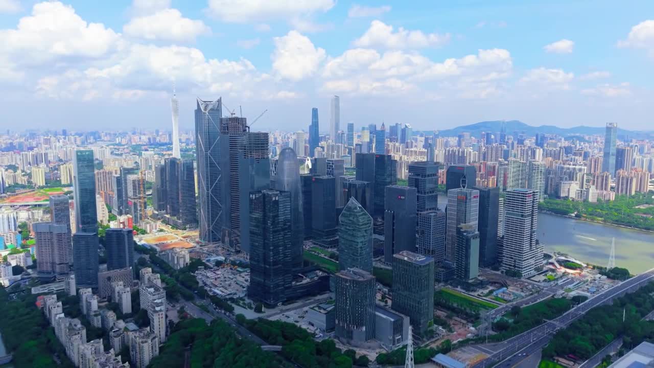 广州琶洲CBD航拍合集视频素材画面3