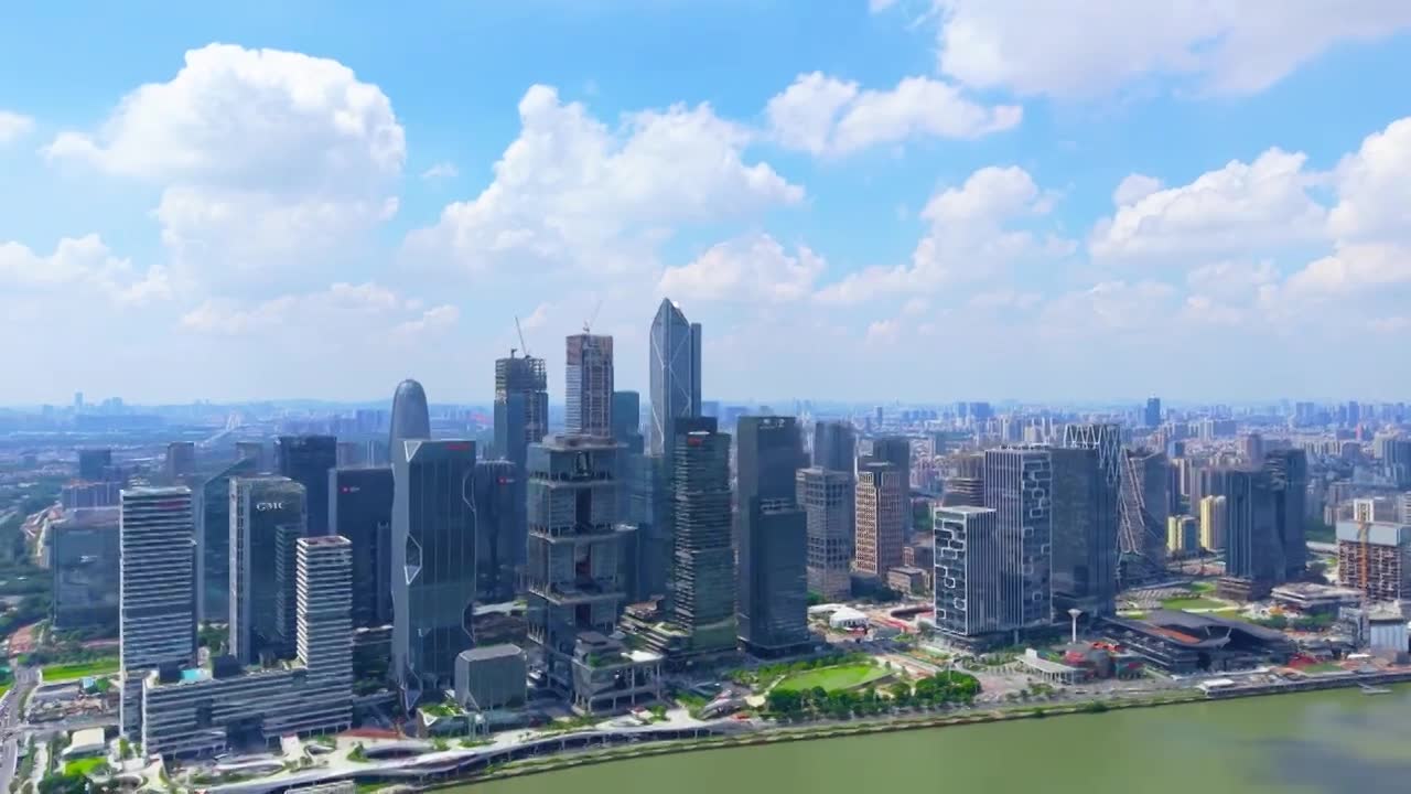广州琶洲CBD航拍视频素材画面1