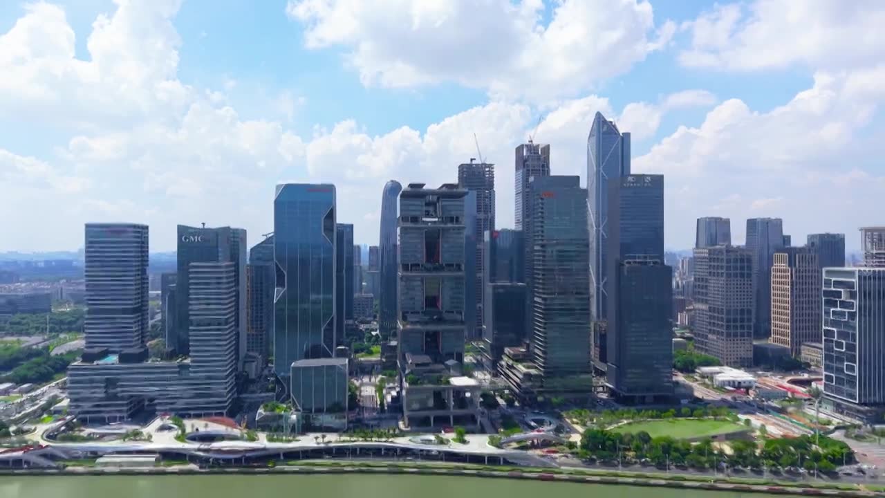广州琶洲CBD航拍视频素材画面1