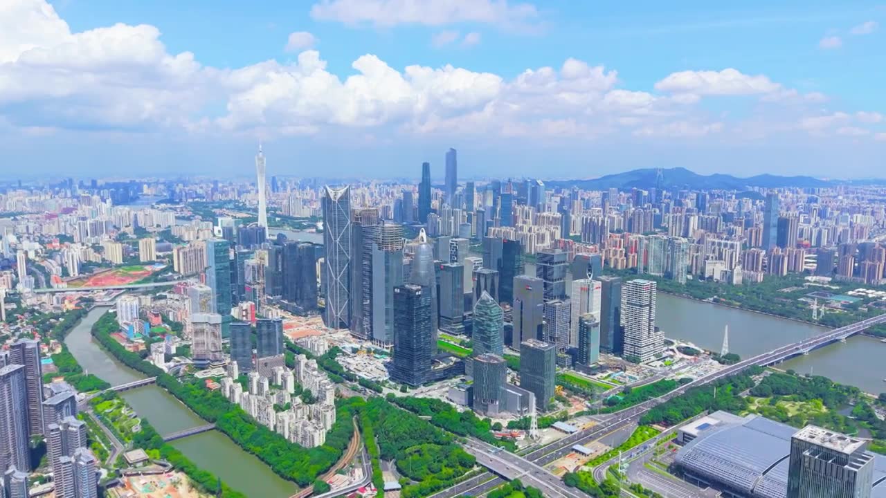 广州琶洲CBD航拍视频素材画面1