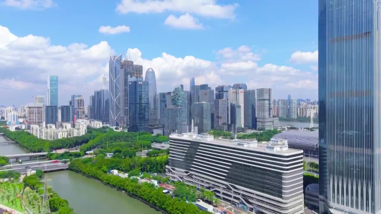 广州琶洲CBD航拍视频素材画面1
